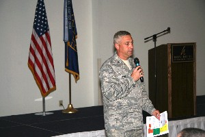 Col. Kenneth J. Moran, USAF, program executive officer for both the Expeditionary Combat Support System (ECSS) and Logistics Information Technology Systems at Wright Patterson Air Force Base, serves as the guest speaker in September. The colonel provided an overview of the ECSS's goals.